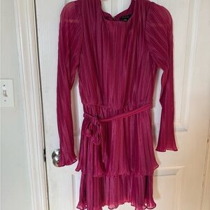 City Studio Fuchsia Pleated Dress